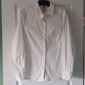 Black and white polka-dotted button up dress shirt